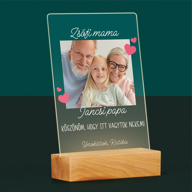 Fotó És Felirat: Köszönet A Nagyszülőknek - Akrilüvegre Nyomtatott Kép