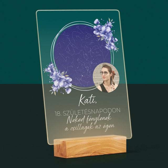 Csillagtérkép: Csillagtérkép: Születésnapi Csillagfény - Akrilüvegre Nyomtatott Kép