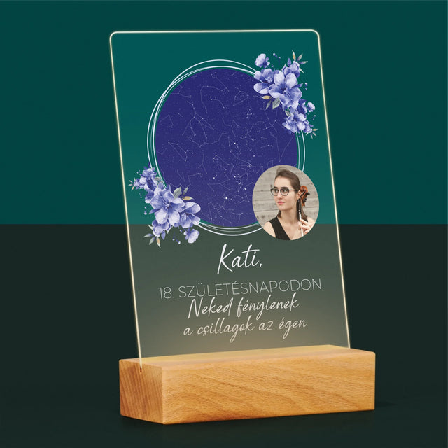 Csillagtérkép: Csillagtérkép: Születésnapi Csillagfény - Akrilüvegre Nyomtatott Kép