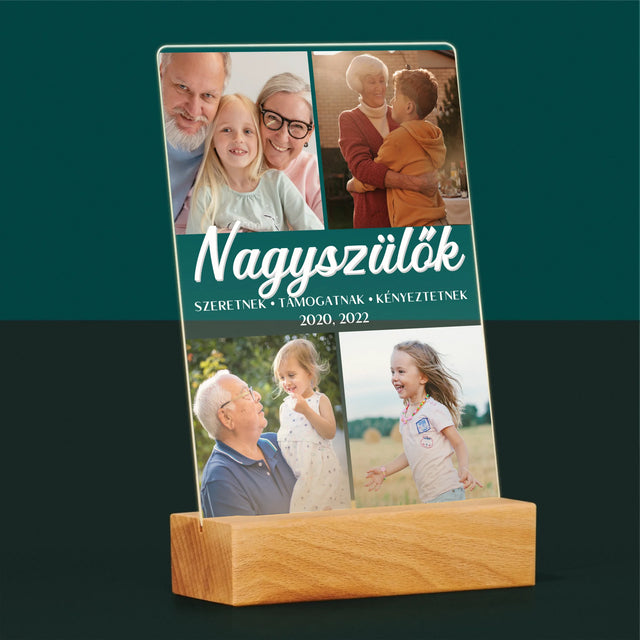Fotókollázs: Szretett Nagyszülők - Akrilüvegre Nyomtatott Kép
