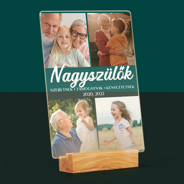 Fotókollázs: Szretett Nagyszülők - Akrilüvegre Nyomtatott Kép