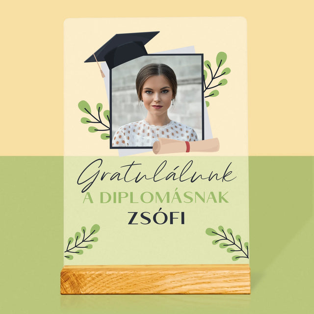 Fotó És Felirat: Gratulálunk A Diplomásnak - Akrilüvegre Nyomtatott Kép