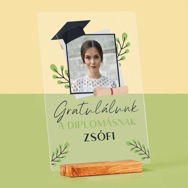 Fotó És Felirat: Gratulálunk A Diplomásnak - Akrilüvegre Nyomtatott Kép