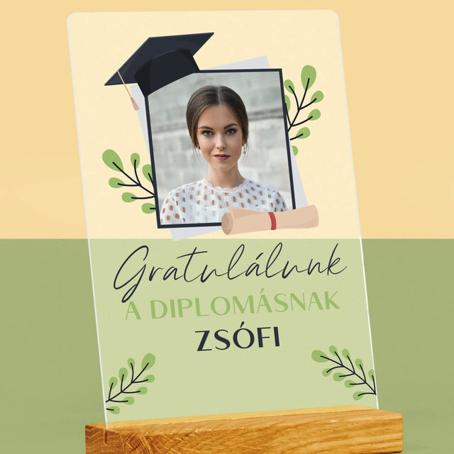 Fotó És Felirat: Gratulálunk A Diplomásnak - Akrilüvegre Nyomtatott Kép