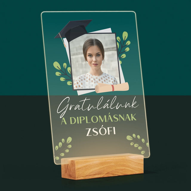 Fotó És Felirat: Gratulálunk A Diplomásnak - Akrilüvegre Nyomtatott Kép