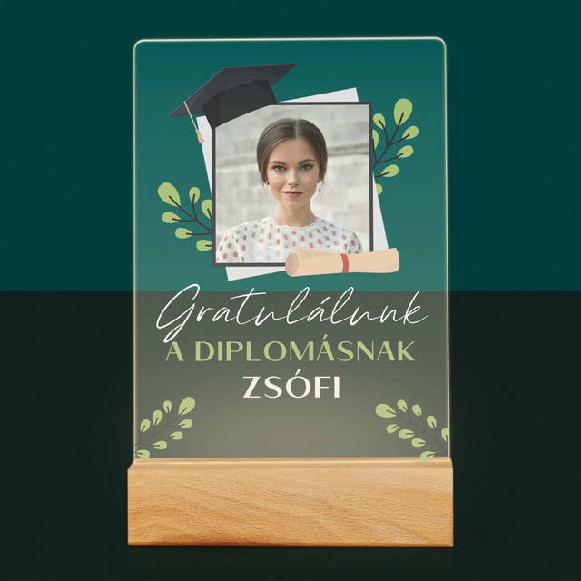 Fotó És Felirat: Gratulálunk A Diplomásnak - Akrilüvegre Nyomtatott Kép