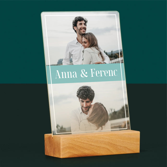 Fotókollázs: Pár, Nevek - Akrilüvegre Nyomtatott Kép