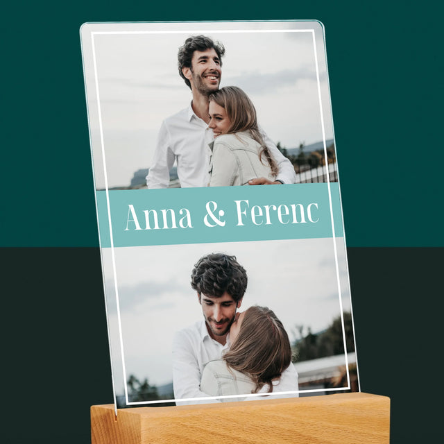 Fotókollázs: Pár, Nevek - Akrilüvegre Nyomtatott Kép