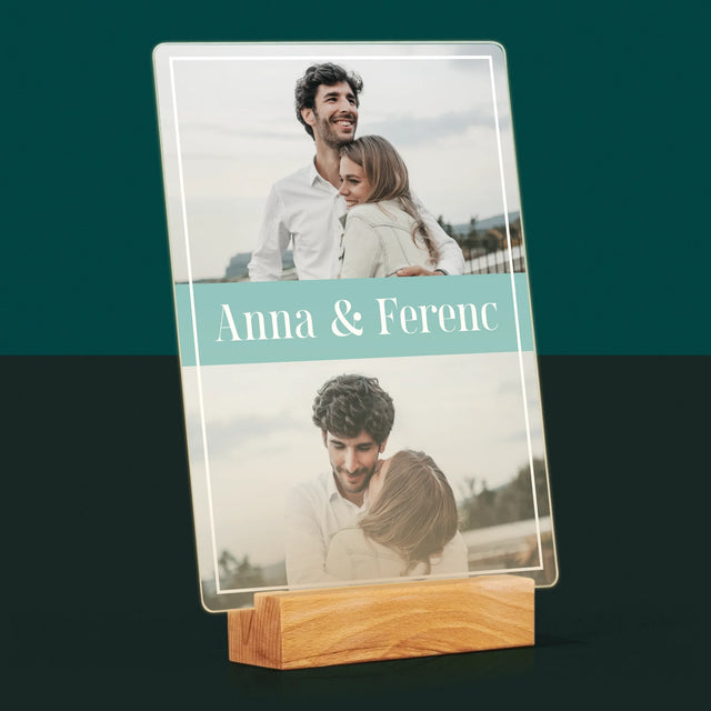 Fotókollázs: Pár, Nevek - Akrilüvegre Nyomtatott Kép