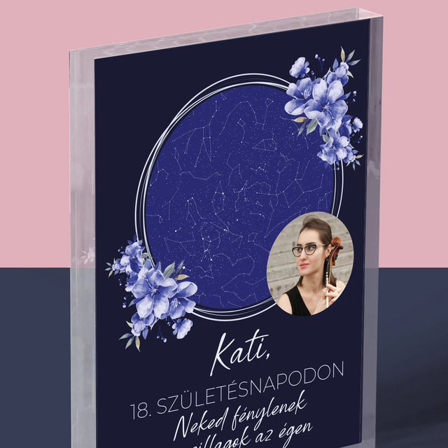 Csillagtérkép: Csillagtérkép: Születésnapi Csillagfény - Akrilüveg