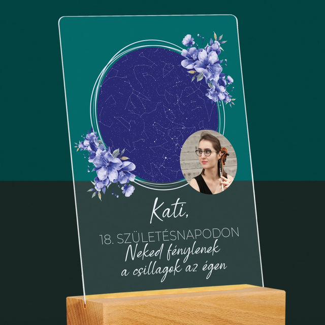 Csillagtérkép: Csillagtérkép: Születésnapi Csillagfény - Akrilüvegre Nyomtatott Kép