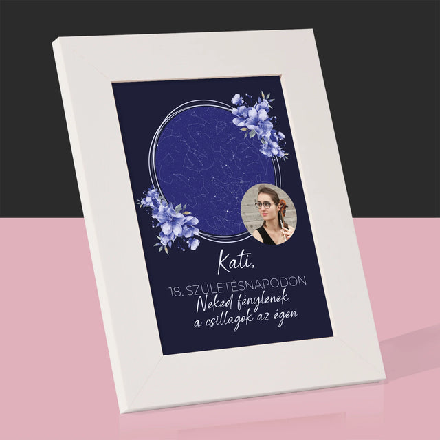 Csillagtérkép: Csillagtérkép: Születésnapi Csillagfény - Fotókeret