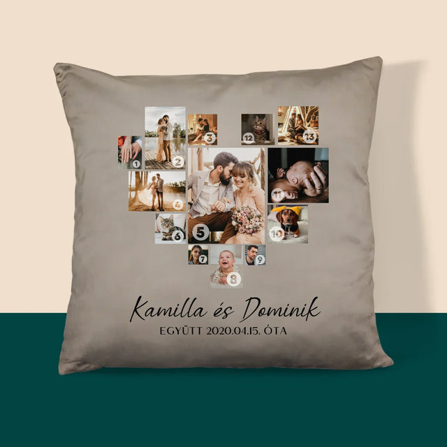 Fotókollázs: Szív Alakú Kollázs Képekből - Párna