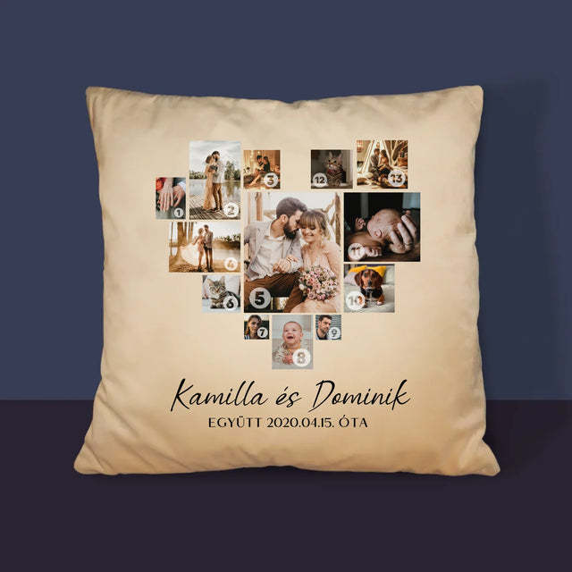 Fotókollázs: Szív Alakú Kollázs Képekből - Párna