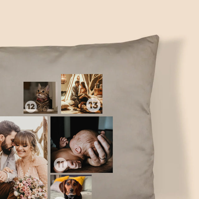 Fotókollázs: Szív Alakú Kollázs Képekből - Párna