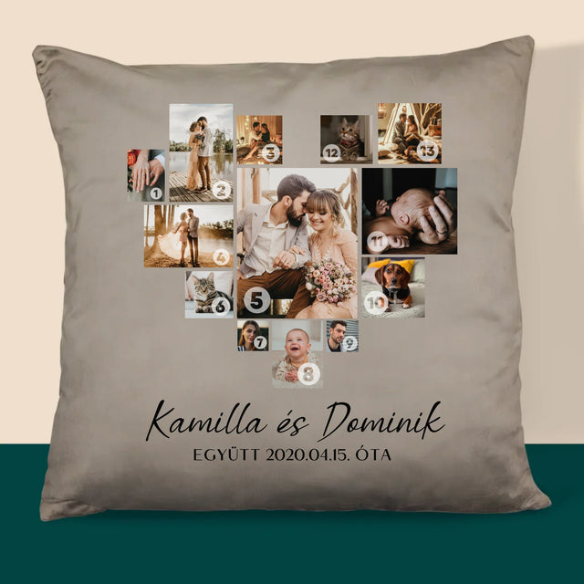 Fotókollázs: Szív Alakú Kollázs Képekből - Párna