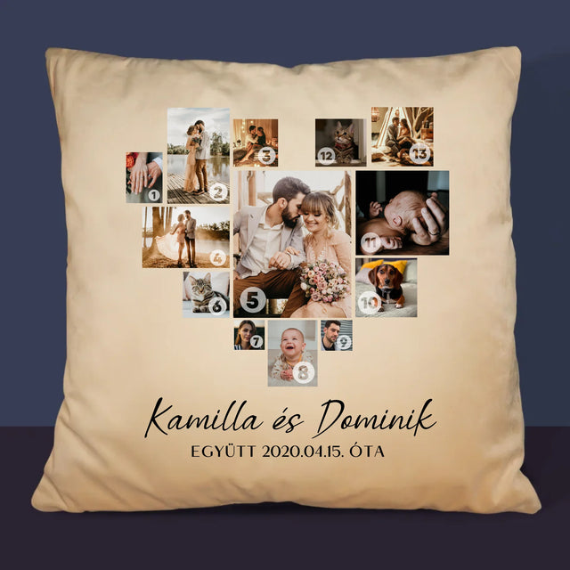 Fotókollázs: Szív Alakú Kollázs Képekből - Párna