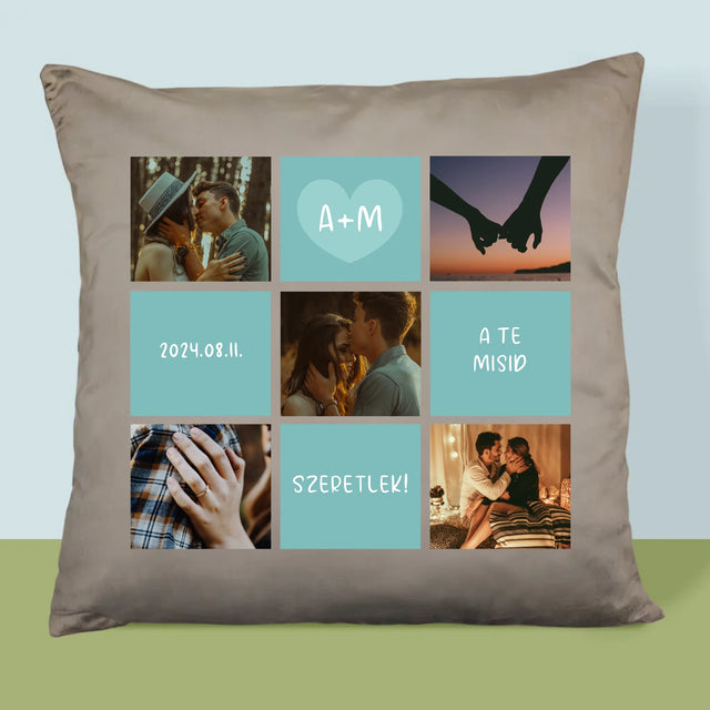 Fotókollázs: Szeretlek, Iniciálék - Párna