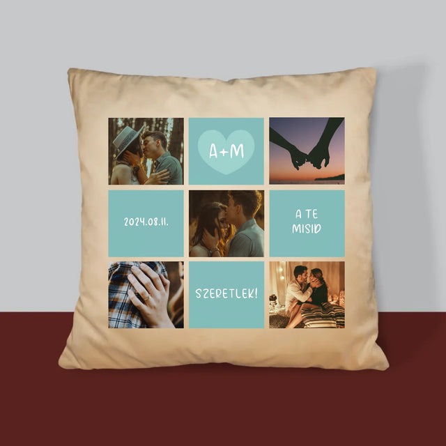 Fotókollázs: Szeretlek, Iniciálék - Párna