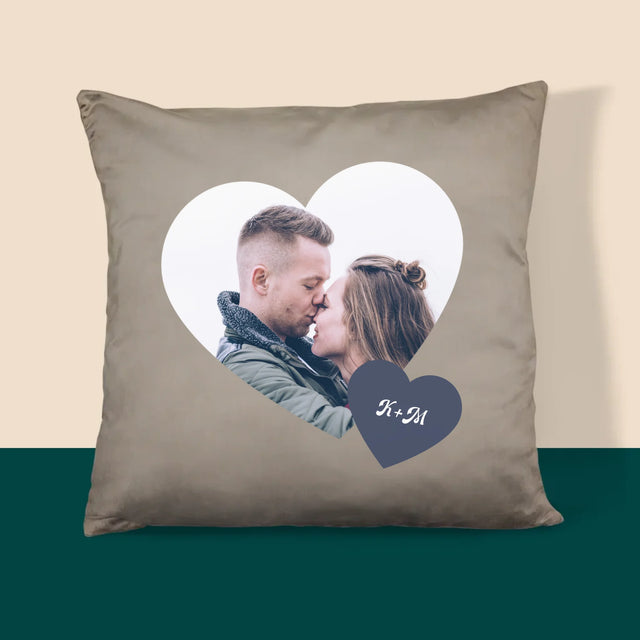 Fotókollázs: Iniciálék, Szívek - Párna