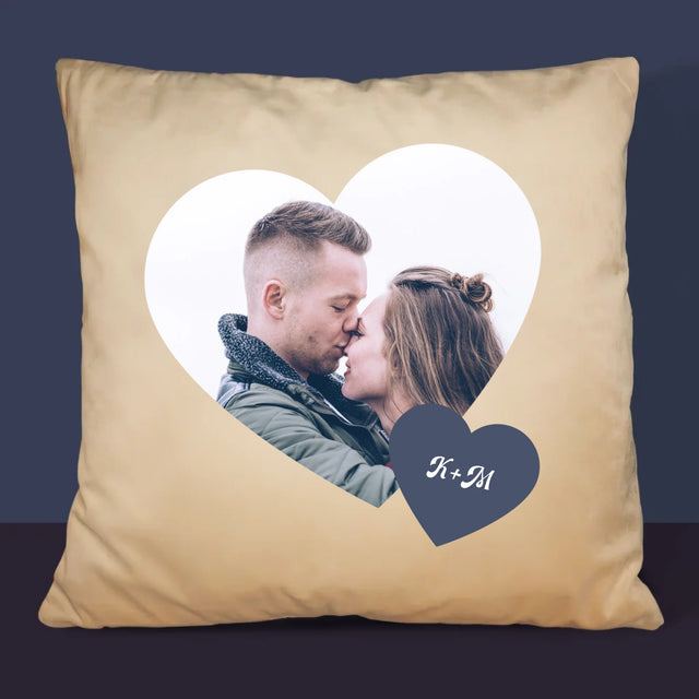 Fotókollázs: Iniciálék, Szívek - Párna