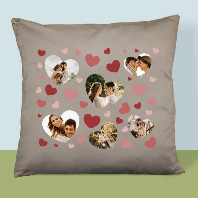 Fotókollázs: Szívecskés Képek - Párna