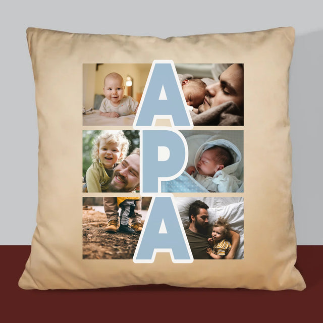 Fotókollázs: Felirat Apa - Párna