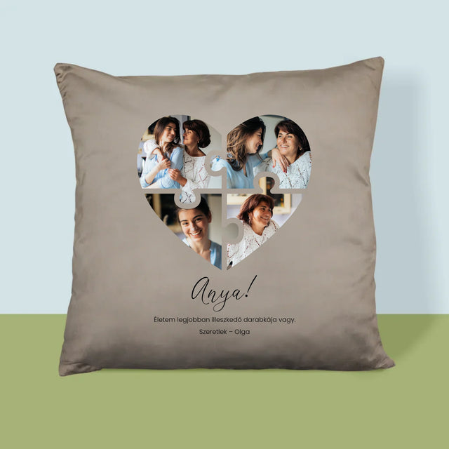 Fotókollázs: Szív Alakú Kirakó Anyának - Párna