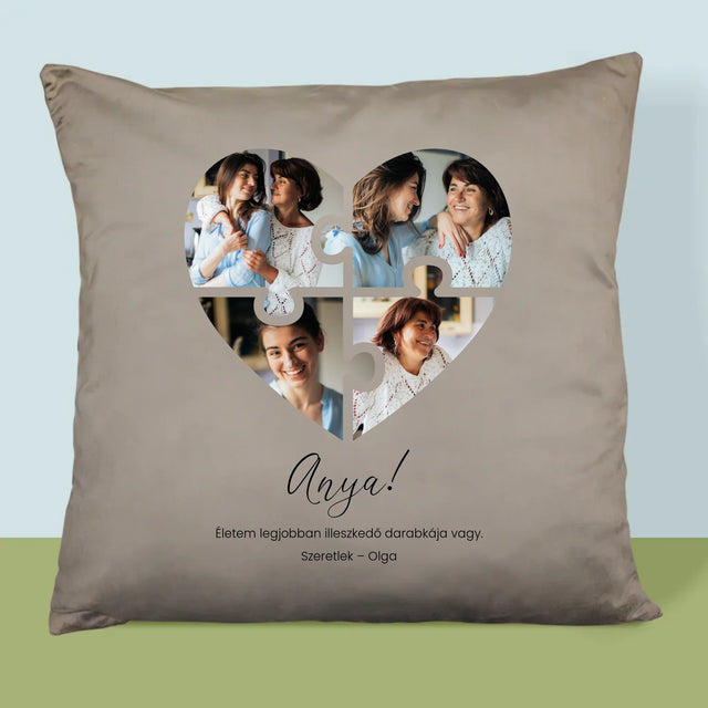 Fotókollázs: Szív Alakú Kirakó Anyának - Párna