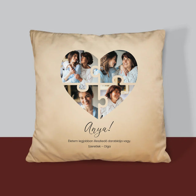 Fotókollázs: Szív Alakú Kirakó Anyának - Párna