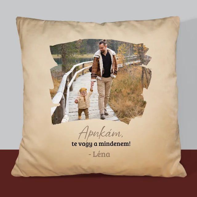 Fotó és felirat: Üdvözlőlap apának - Nyomtatott párna | HU