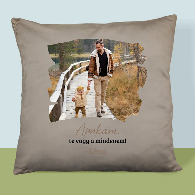 Fotó és felirat: Üdvözlőlap apának - Nyomtatott párna | HU