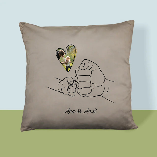 Fotó És Felirat: Apa Gyerek Kezecske - Párna