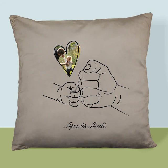 Fotó És Felirat: Apa Gyerek Kezecske - Párna