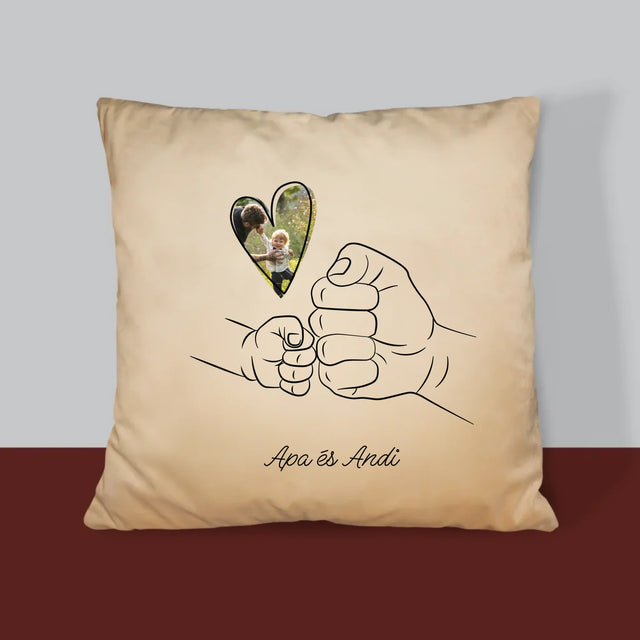 Fotó És Felirat: Apa Gyerek Kezecske - Párna