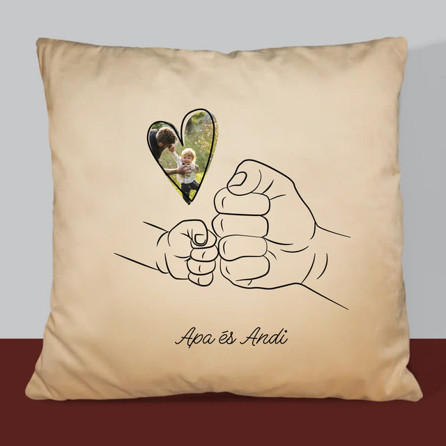 Fotó És Felirat: Apa Gyerek Kezecske - Párna