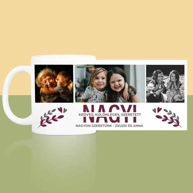 Fotókollázs: Nagymama Jellemzői - Bögre