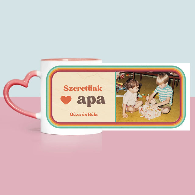 Fotó És Felirat: Szeretünk Apa - Bögre