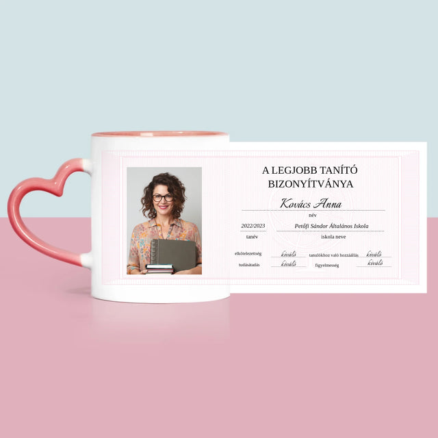 Fotó És Felirat: A Legjobb Tanító Bizonyítványa - Bögre