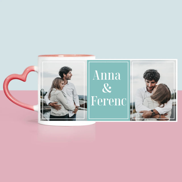 Fotókollázs: Pár, Nevek - Bögre