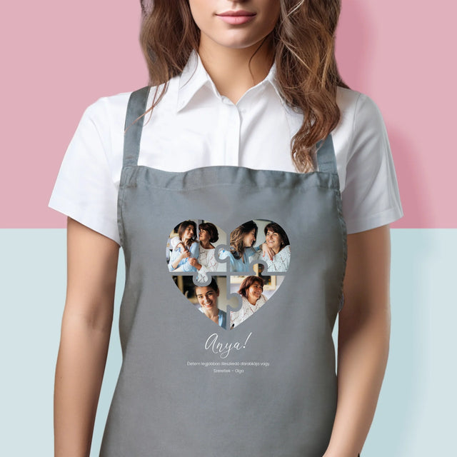 Fotókollázs: Szív alakú kirakó anyának - Nyomtatott kötény | HU