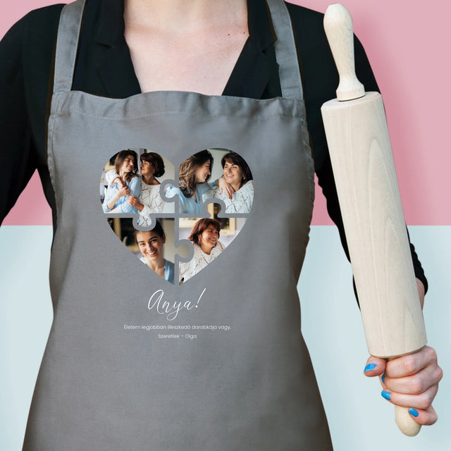 Fotókollázs: Szív alakú kirakó anyának - Nyomtatott kötény | HU