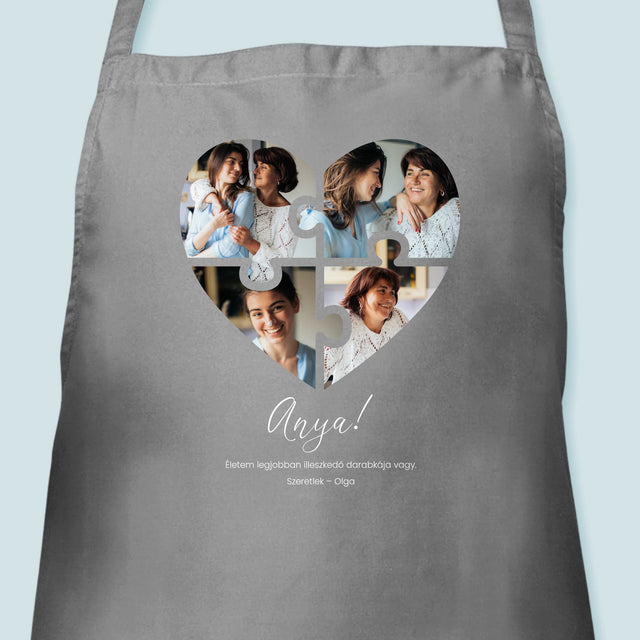 Fotókollázs: Szív alakú kirakó anyának - Nyomtatott kötény | HU
