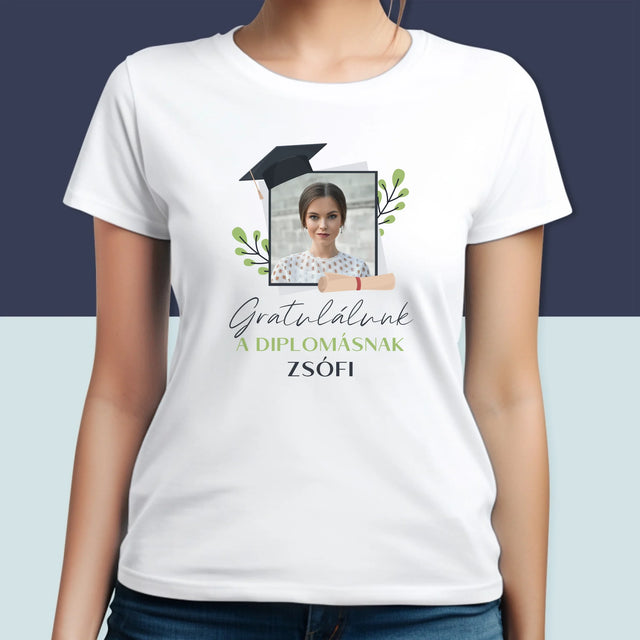 Fotó És Felirat: Gratulálunk A Diplomásnak - Női Póló