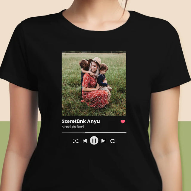 Fotó És Felirat: Szeretünk Anyu - Női Póló