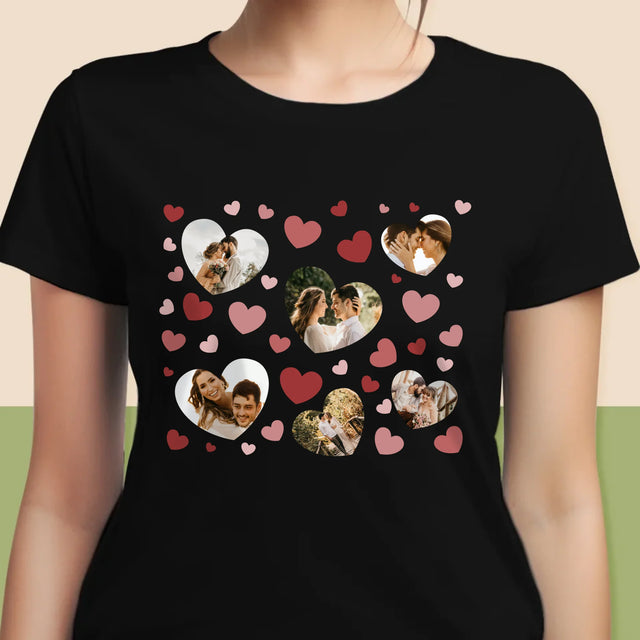 Fotókollázs: Szívecskés Képek - Női Póló