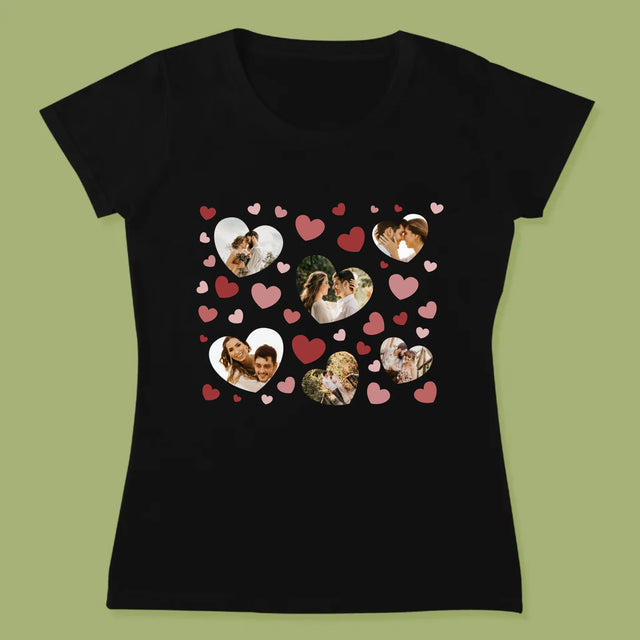 Fotókollázs: Szívecskés Képek - Női Póló