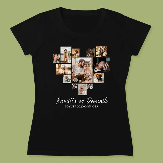 Fotókollázs: Szív Alakú Kollázs Képekből - Női Póló