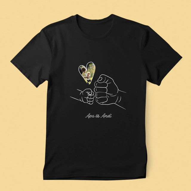 Fotó És Felirat: Apa Gyerek Kezecske - Férfi Póló