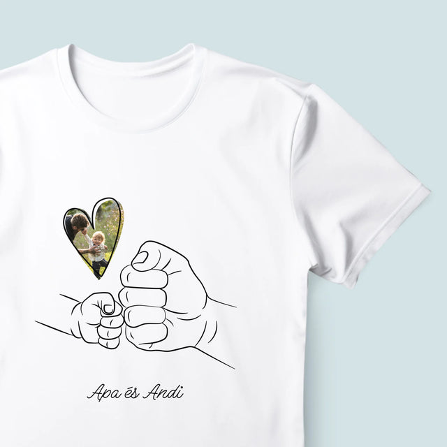 Fotó És Felirat: Apa Gyerek Kezecske - Férfi Póló
